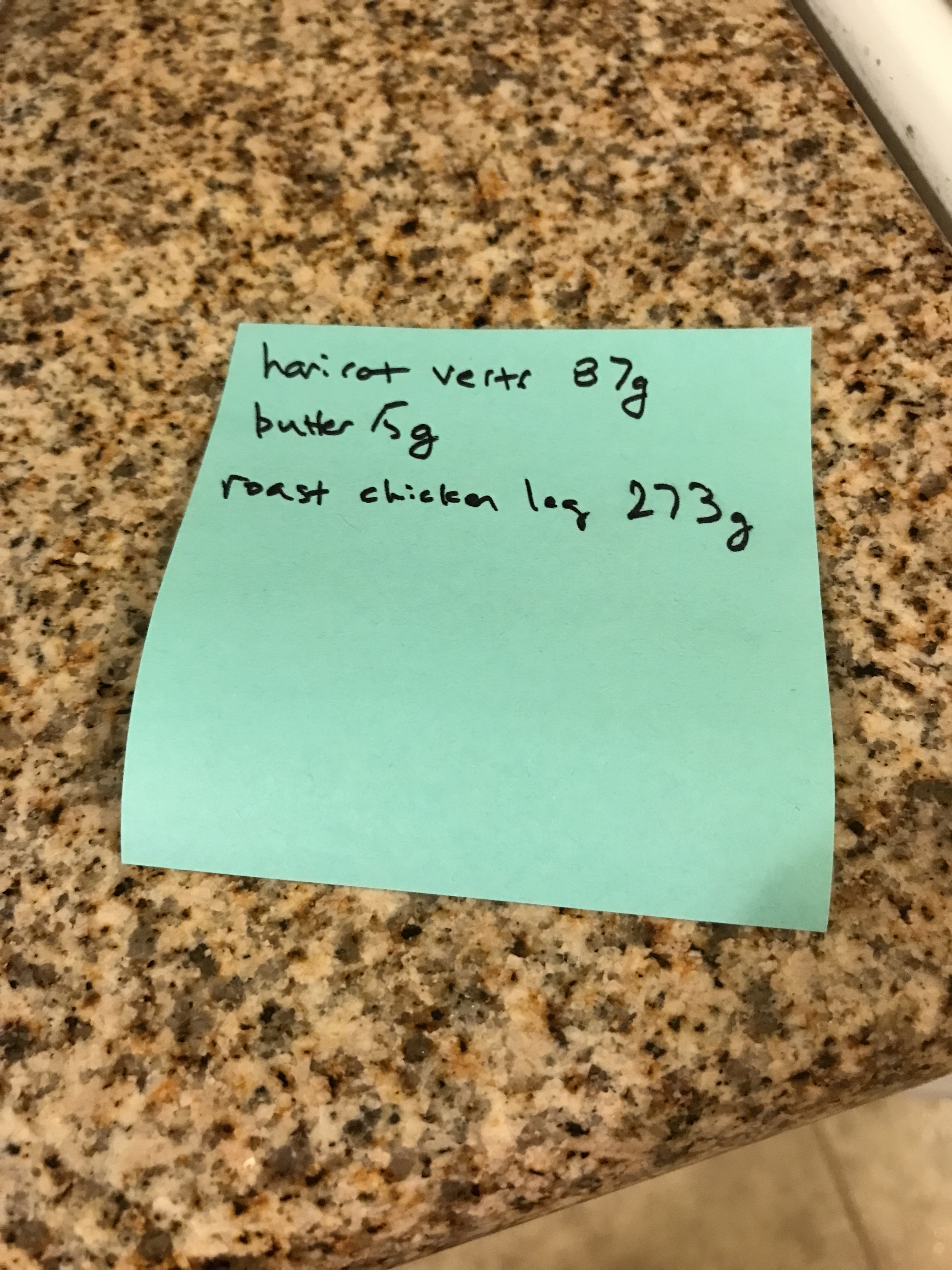 An example sticky note with items and their weights
