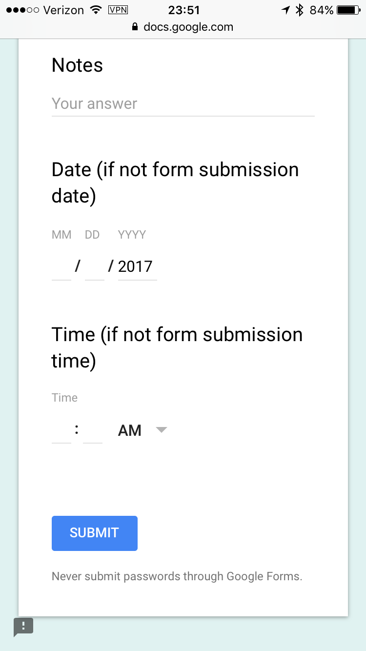 Optional date and time logging